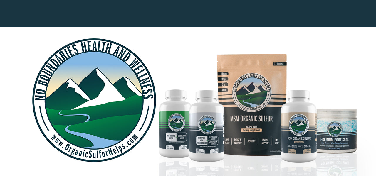 MSM powder product collection from No Boundaries Health and Wellness